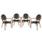 Merrick Lane Mael Set of Four Stacking Thonet Bistro Style Chair with Arms, Textilene Seat, and Bamboo Finished Metal Frame for Indoor/Outdoor Use